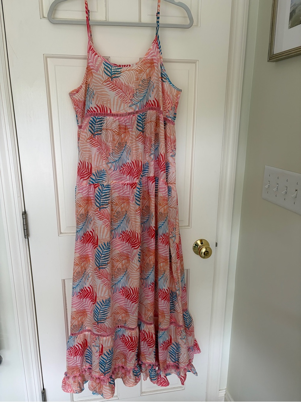 Women's Pink Tropical Print Maxi Dress